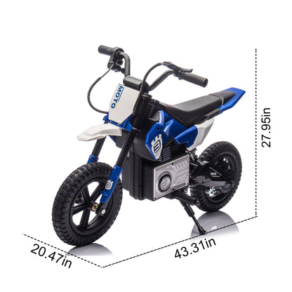 24V Electric Dirt Bike for Kids, 200W, Ride on Motorcycle with Key Switch, Throttle, Brakes, Bluetooth, Music, Horn, off Road Motocross Speed up to 9.38 MPH, Powered Electric Toy for Boys Girls 5-15