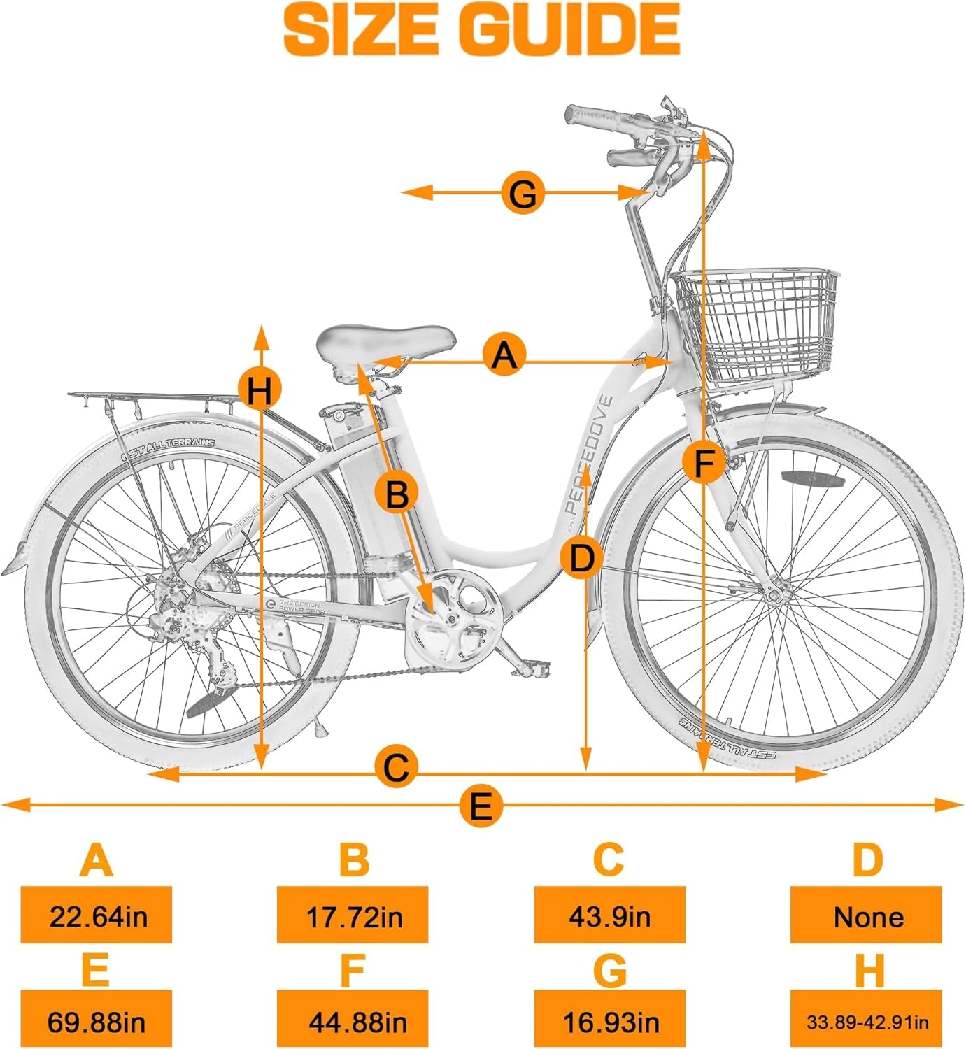 Citycruiser Electric Bike 26" E Bike 350W Motor Bicycles Removable 36V 10AH Lithium Battery Commute Step-Through Ebike Moped for Adults with Basket Shimano 7 Speed Gears