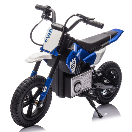 24V Electric Dirt Bike for Kids, 200W, Ride on Motorcycle with Key Switch, Throttle, Brakes, Bluetooth, Music, Horn, off Road Motocross Speed up to 9.38 MPH, Powered Electric Toy for Boys Girls 5-15