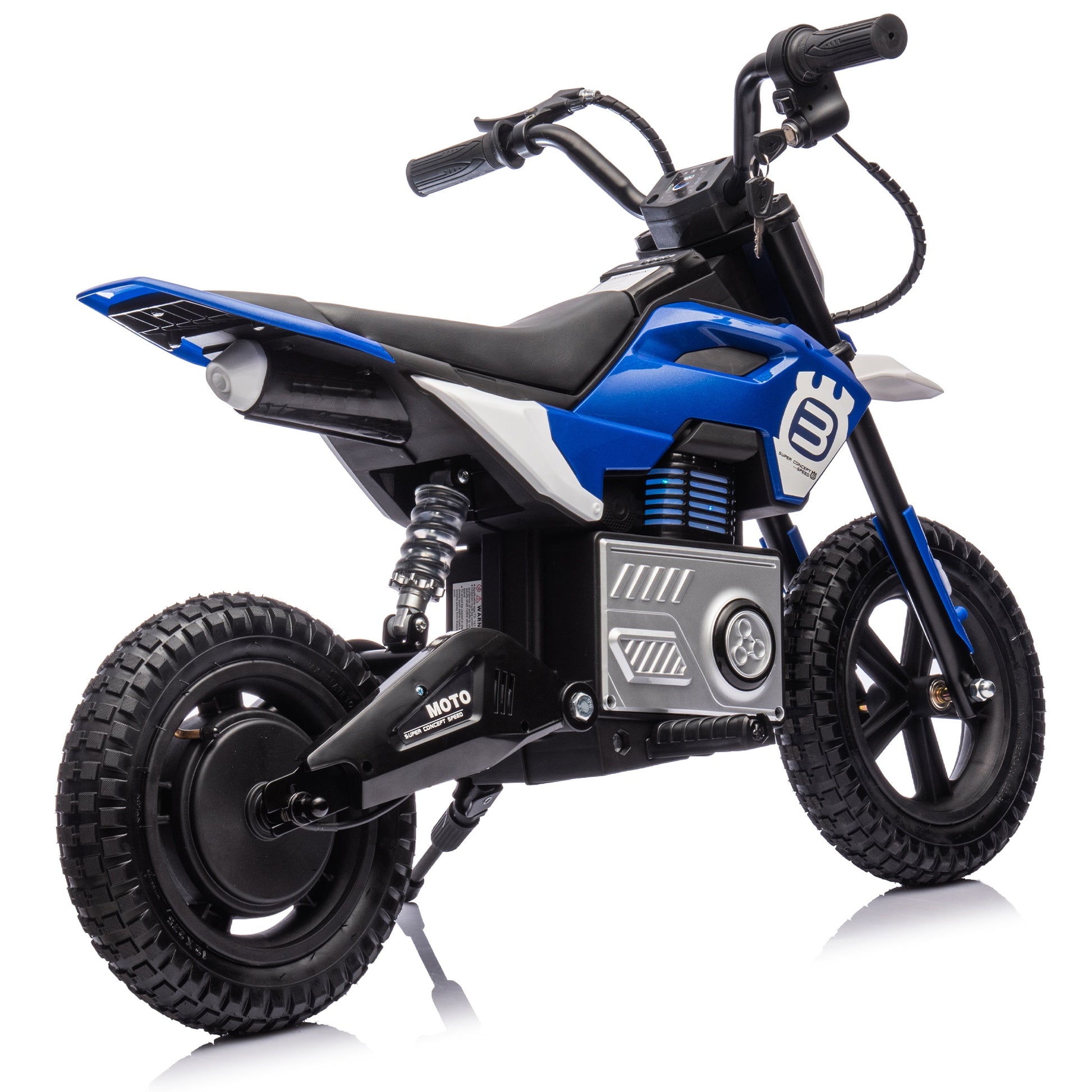 24V Electric Dirt Bike for Kids, 200W, Ride on Motorcycle with Key Switch, Throttle, Brakes, Bluetooth, Music, Horn, off Road Motocross Speed up to 9.38 MPH, Powered Electric Toy for Boys Girls 5-15