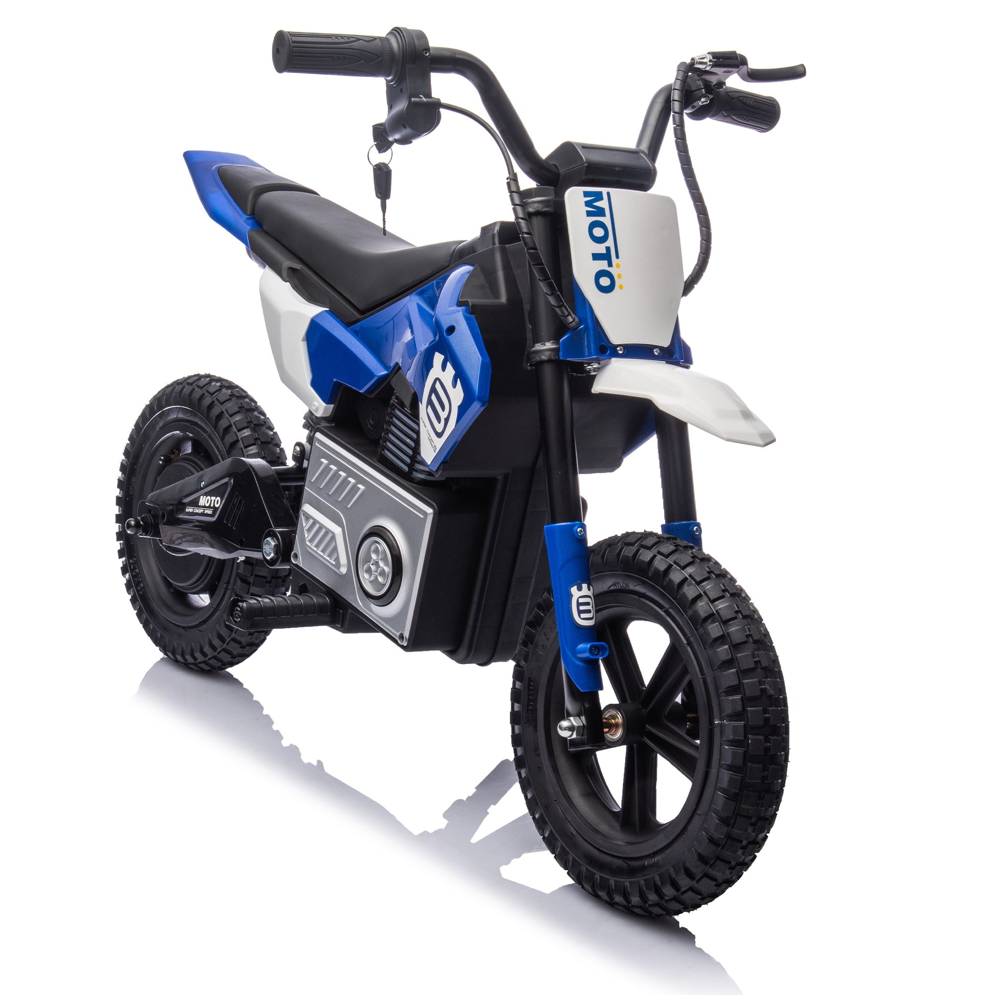 24V Electric Dirt Bike for Kids, 200W, Ride on Motorcycle with Key Switch, Throttle, Brakes, Bluetooth, Music, Horn, off Road Motocross Speed up to 9.38 MPH, Powered Electric Toy for Boys Girls 5-15