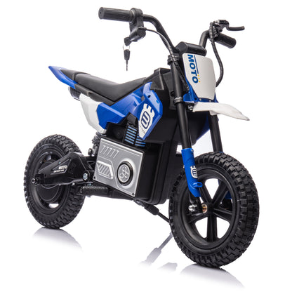 24V Electric Dirt Bike for Kids, 200W, Ride on Motorcycle with Key Switch, Throttle, Brakes, Bluetooth, Music, Horn, off Road Motocross Speed up to 9.38 MPH, Powered Electric Toy for Boys Girls 5-15